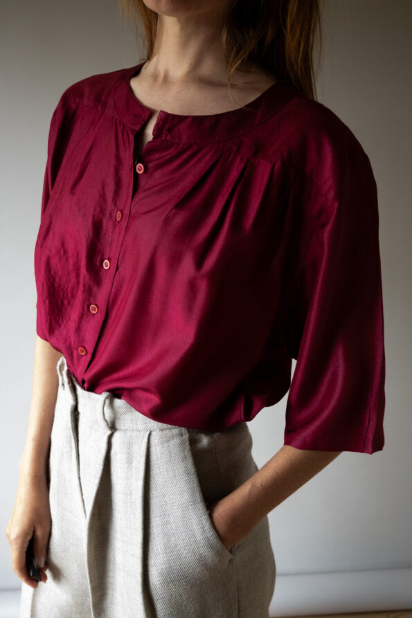 The 100% silk burgundy blouse - Size up to 40