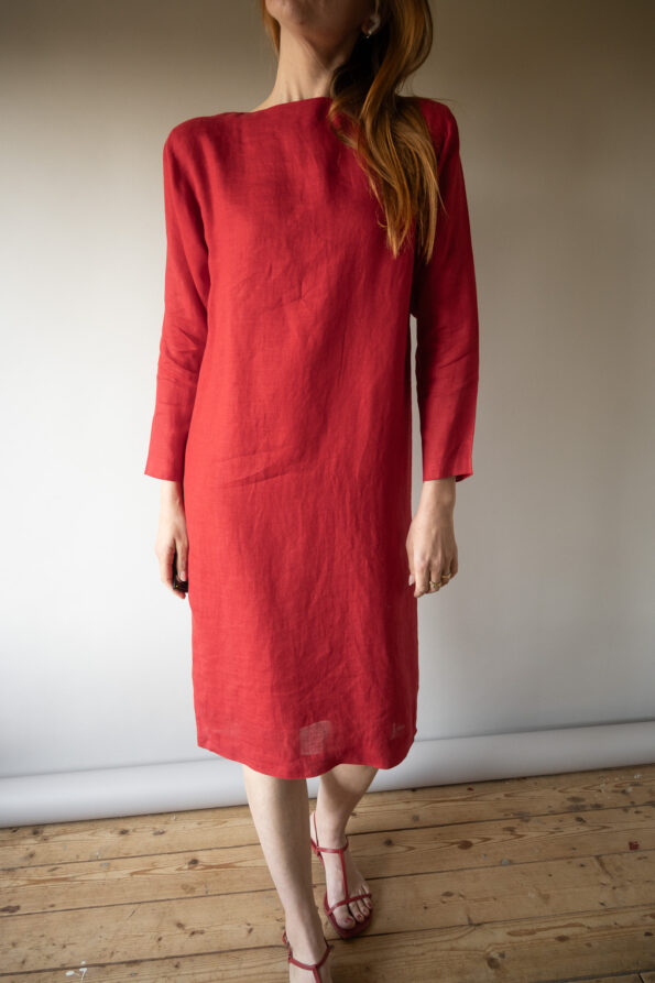 The 100% linen bright red dress - Size up to 36 - Image 7