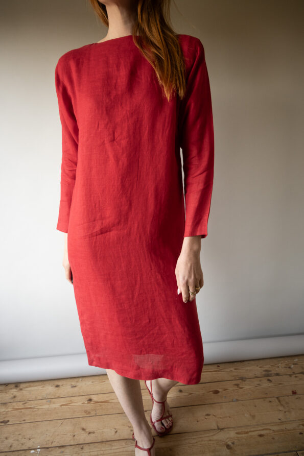 The 100% linen bright red dress - Size up to 36 - Image 4