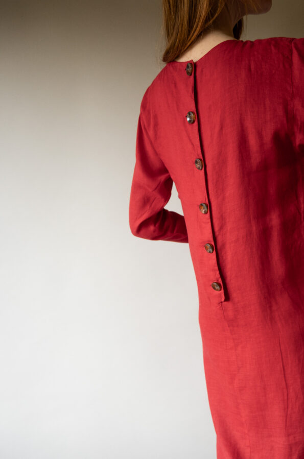 The 100% linen bright red dress - Size up to 36 - Image 5