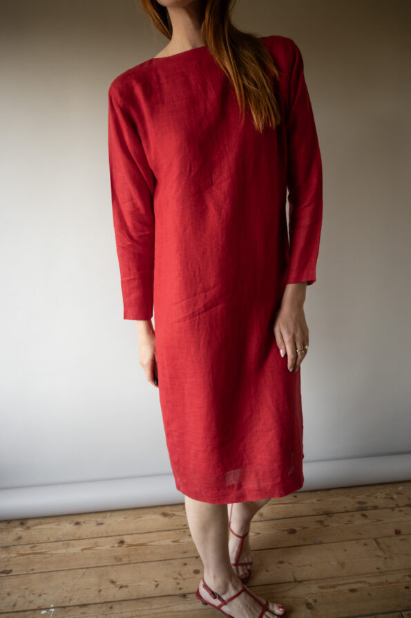 The 100% linen bright red dress - Size up to 36 - Image 6