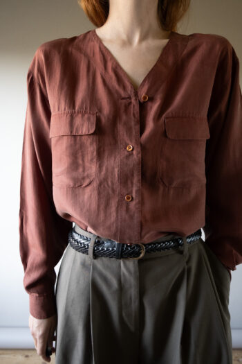 The brique red 100% silk blouse - Size up to 38