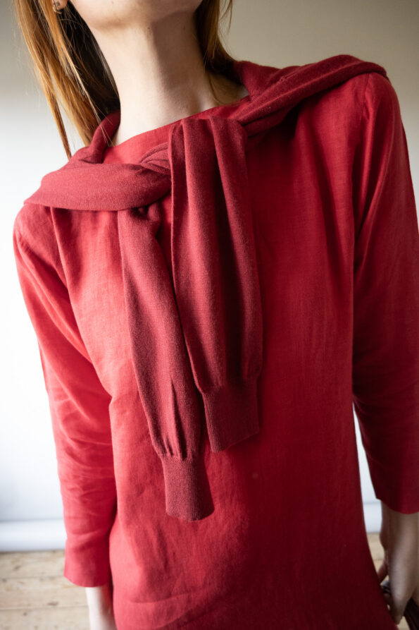 The 100% linen bright red dress - Size up to 36 - Image 8