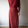 The brique red overlap skirt in linen blend - Size up to 38