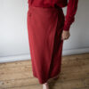 The brique red overlap skirt in linen blend - Size up to 38 - Image 3