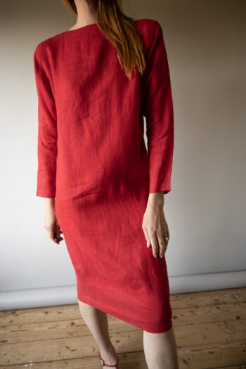 The 100% linen bright red dress - Size up to 36