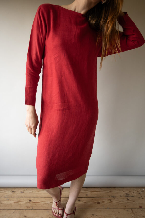The 100% linen bright red dress - Size up to 36 - Image 2