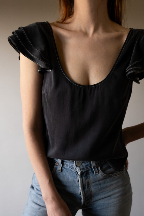 The 100% silk frill sleeve top by ARMANI - Size up to 38 - Image 2