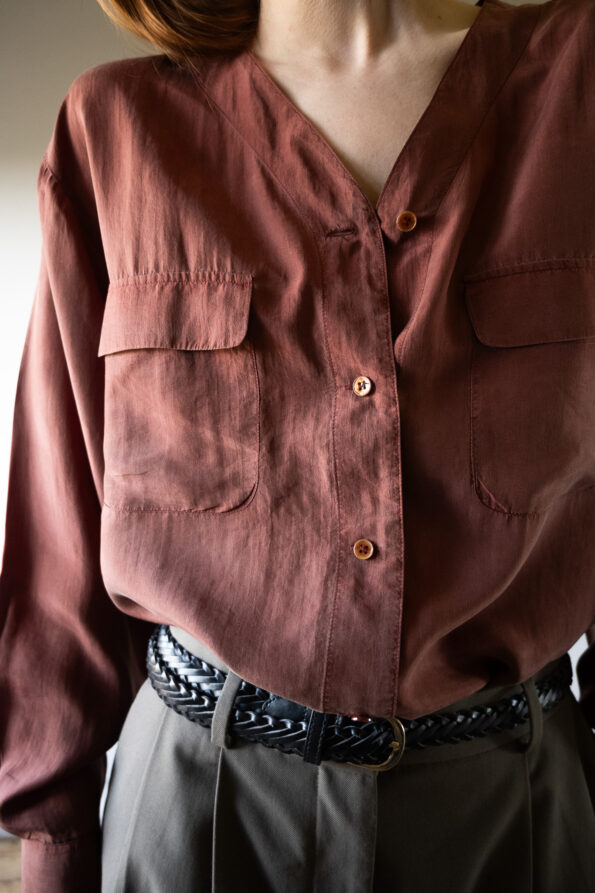The brique red 100% silk blouse - Size up to 38 - Image 2