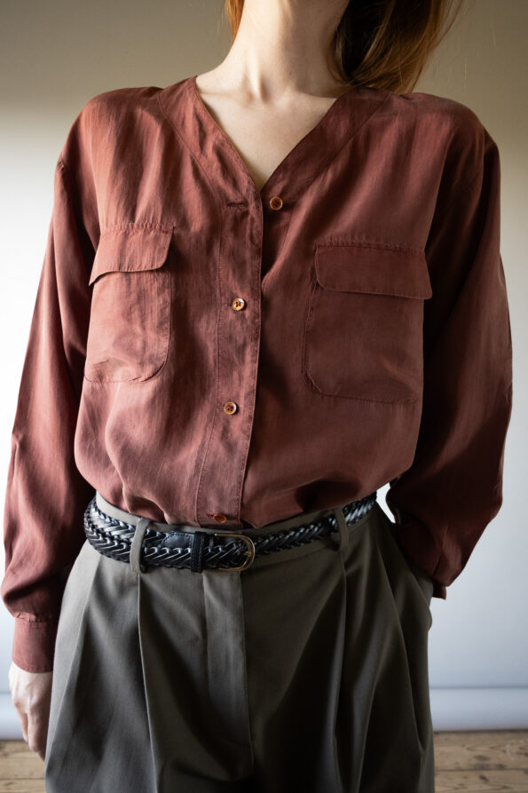 The brique red 100% silk blouse - Size up to 38 - Image 3