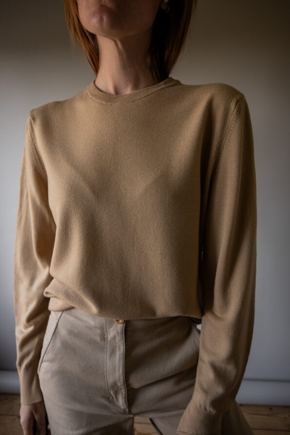 The beige jumper in fine knitted wool - Size up to 38 - Image 3