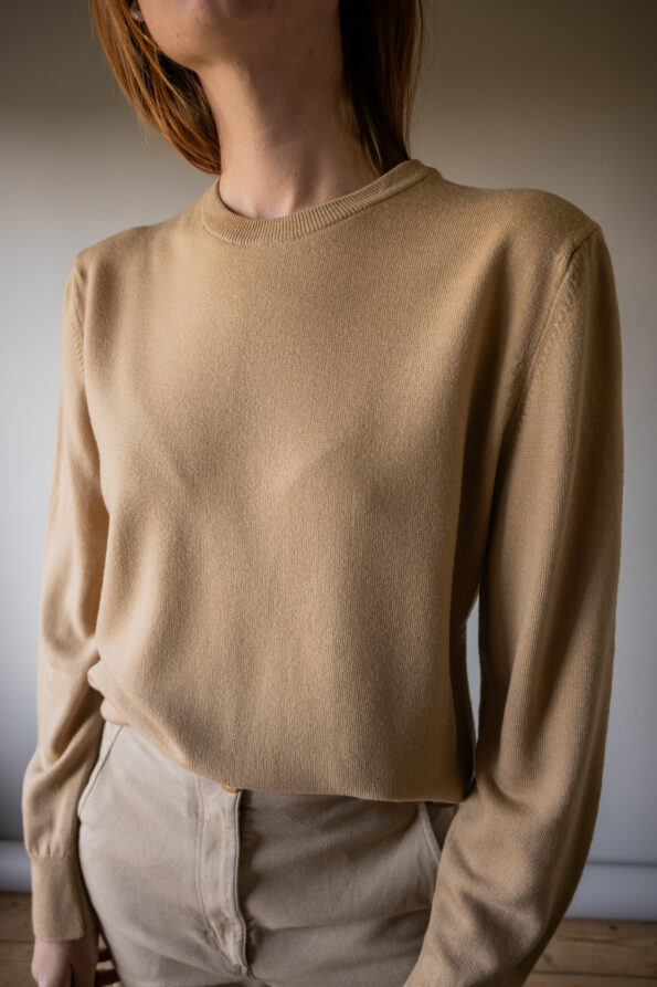 The beige jumper in fine knitted wool - Size up to 38 - Image 2