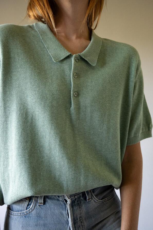 The mint green fine knitted cotton Tee - Size up to 42 - Image 3