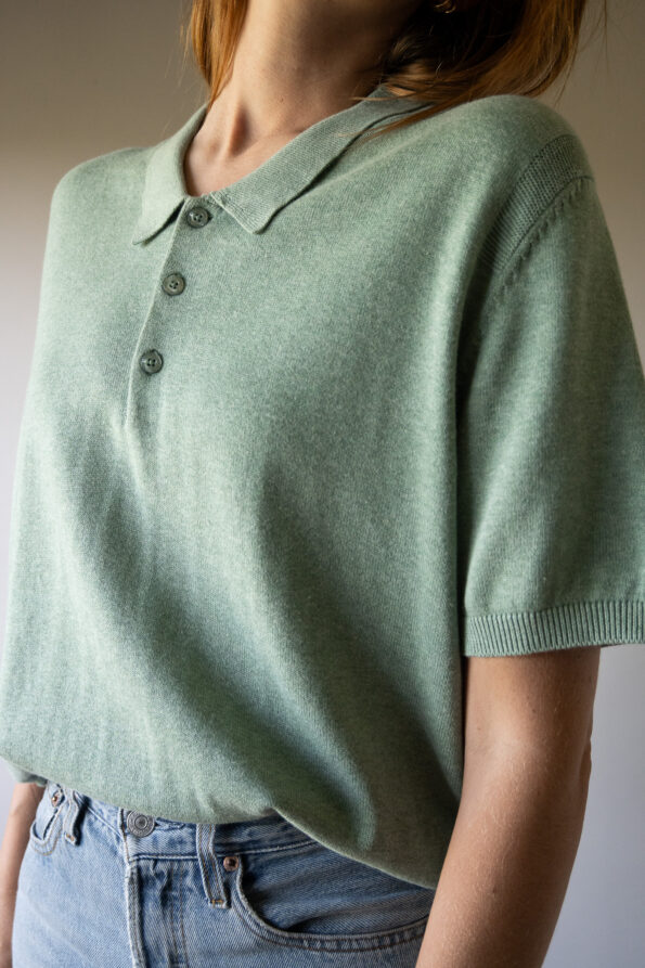 The mint green fine knitted cotton Tee - Size up to 42