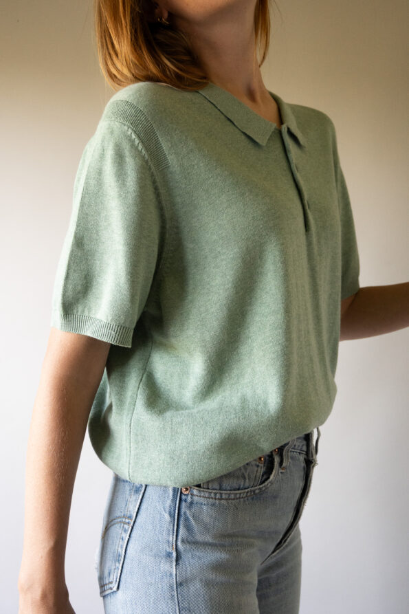 The mint green fine knitted cotton Tee - Size up to 42 - Image 4
