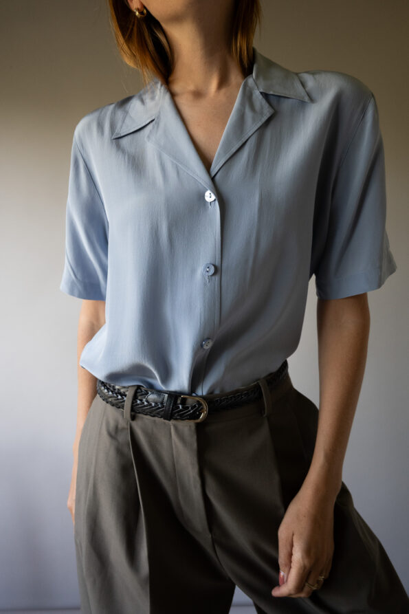 The sky blue 100% silk blouse - Size up to 38 - Image 4