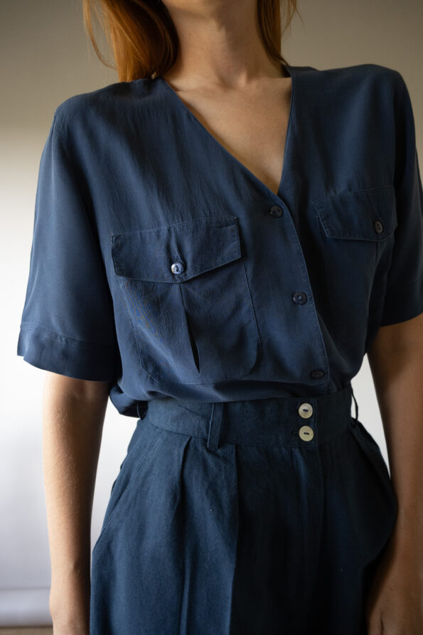 The navy summer basic in 100% silk - Size up to 38 - Image 3