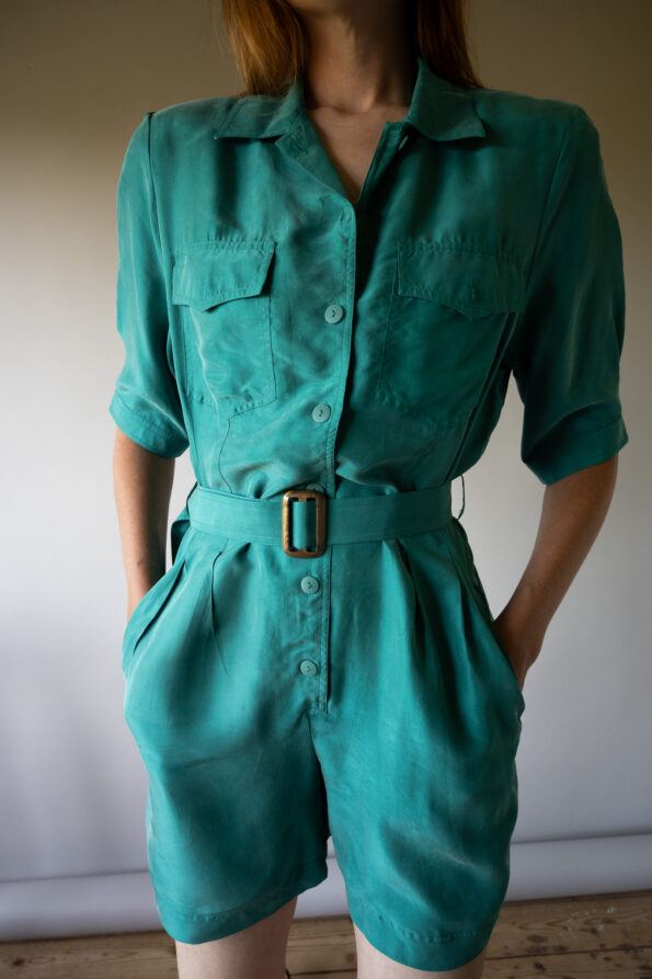 The aqua 100% silk jumpsuit - Size up to 36