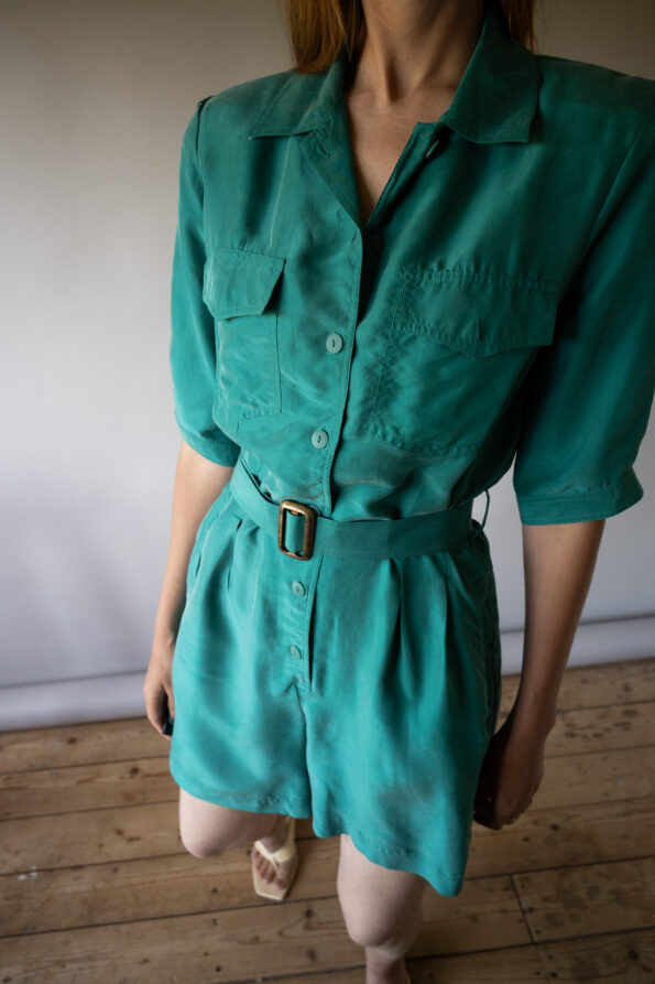 The aqua 100% silk jumpsuit - Size up to 36 - Image 2
