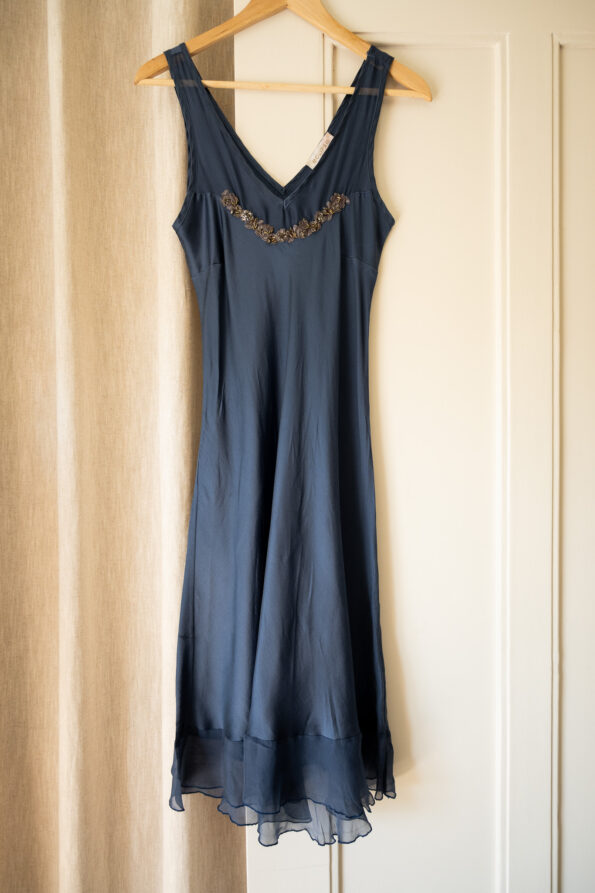 The 100% silk night blue party dress - Image 2
