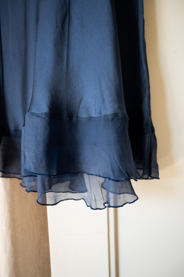 The 100% silk night blue party dress - Image 8