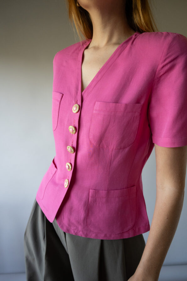 The 100% pink cotton short sleeve blazer - Size up to 36 - Image 2
