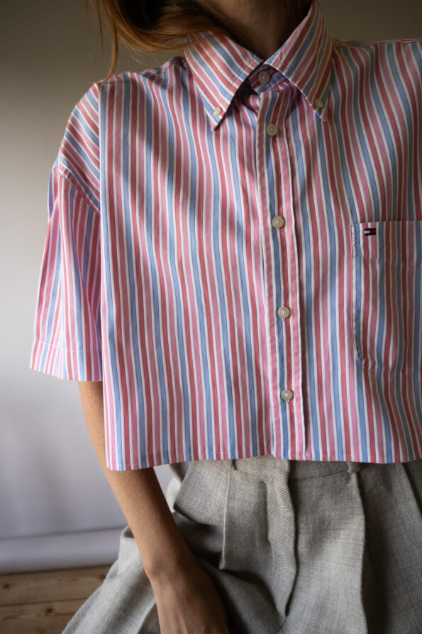 &II upcycled: The cropped pink striped shirt - Size up to L