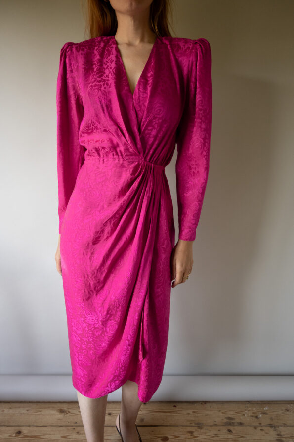 The 100% silk pink jacquard dress - Size up to 36