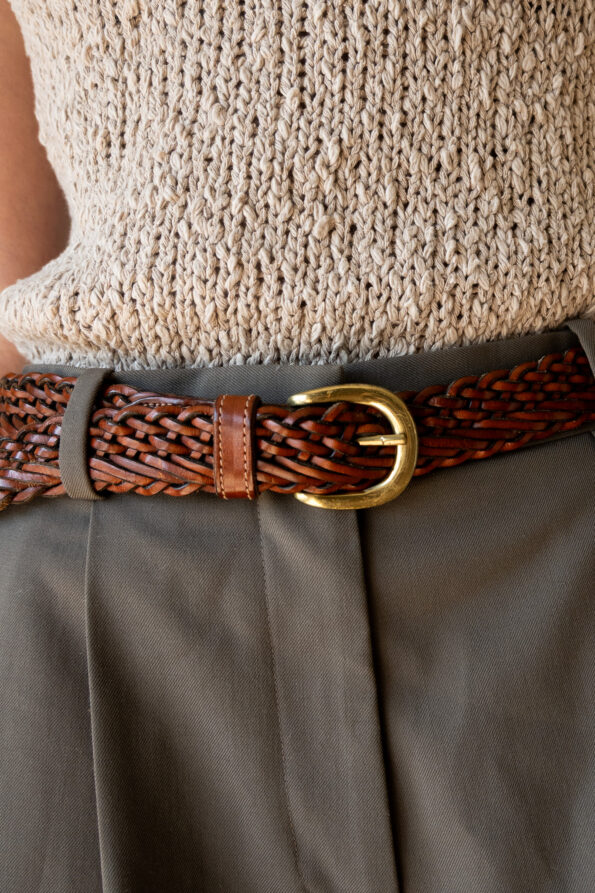 The 100% leather brown braided belt - one size - Image 2