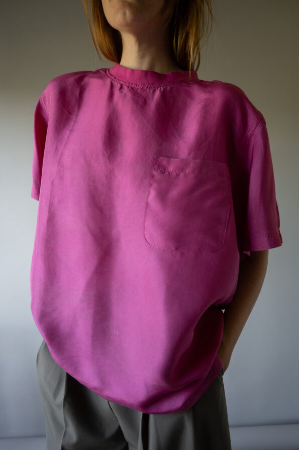 The 100% silk magenta woven t-shirt - Size up to M - Image 3
