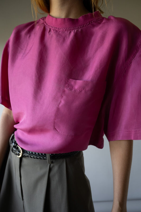 The 100% silk magenta woven t-shirt - Size up to M - Image 4