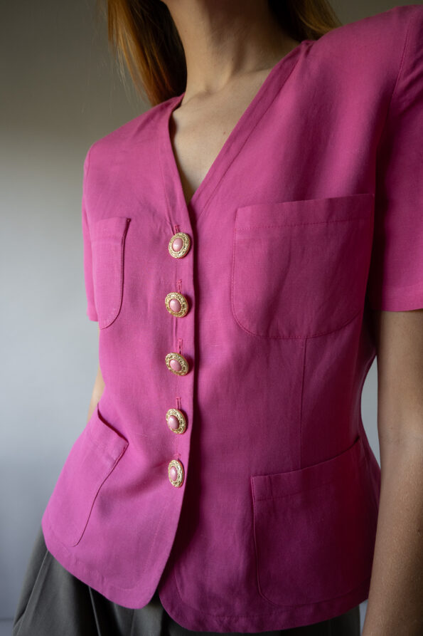 The 100% pink cotton short sleeve blazer - Size up to 36 - Image 4