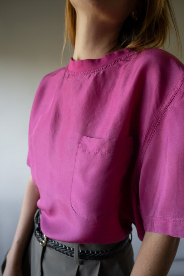 The 100% silk magenta woven t-shirt - Size up to M - Image 2