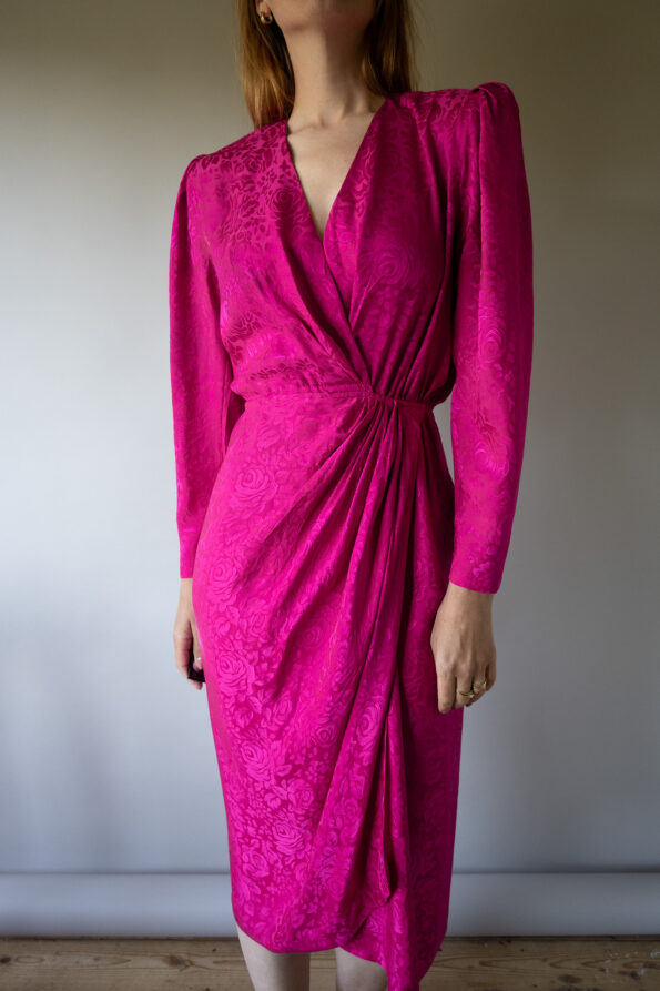 The 100% silk pink jacquard dress - Size up to 36 - Image 4
