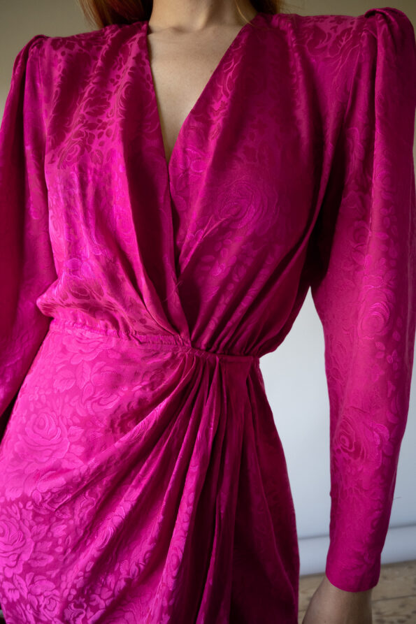 The 100% silk pink jacquard dress - Size up to 36 - Image 8