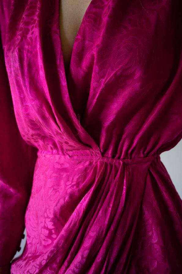 The 100% silk pink jacquard dress - Size up to 36 - Image 10