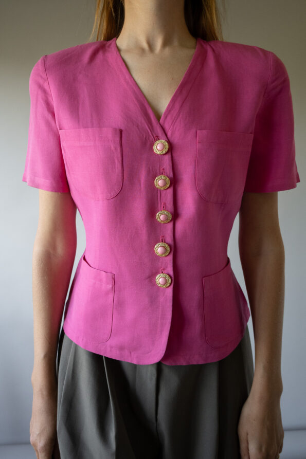 The 100% pink cotton short sleeve blazer - Size up to 36