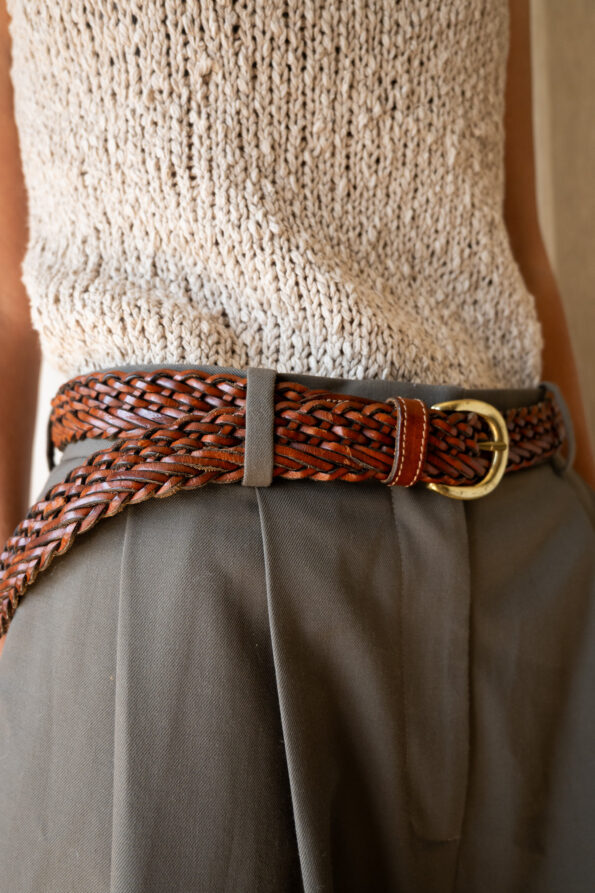 The 100% leather brown braided belt - one size - Image 3