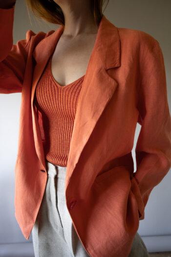 The 100% linen coral colored blazer - Size up to L