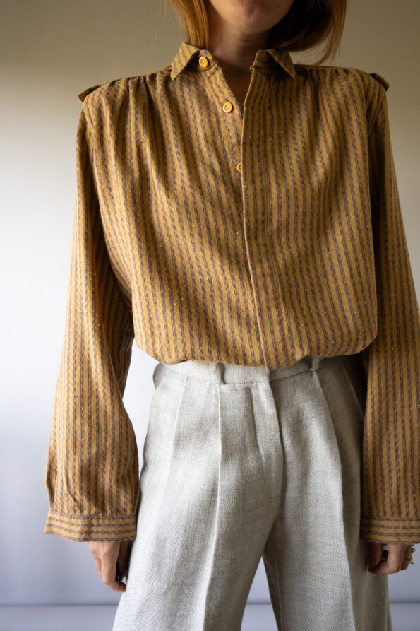 The jacquard ochre yellow detailed shirt - Size up to 40