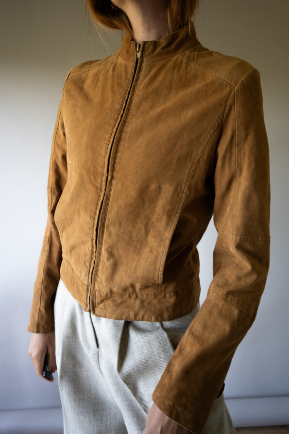 The minimalistic suede zip jacket - Size up to S