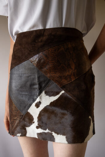 The cow leather short skirt - Size up to 38