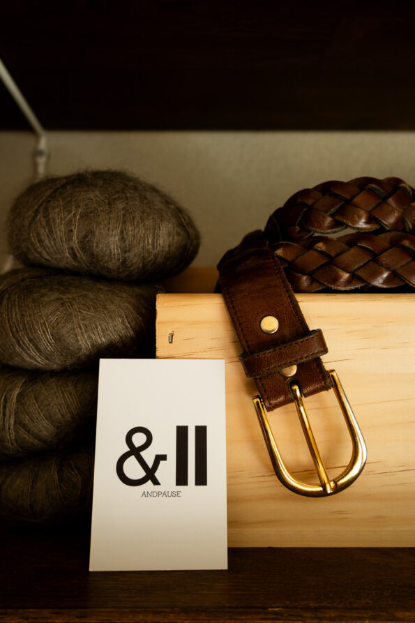 The brown braided belt