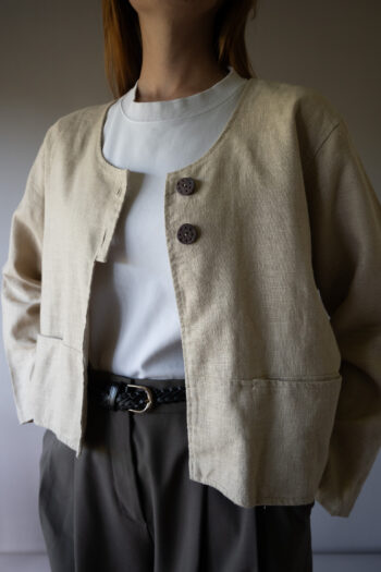 The heavy natural linen boxy fit jacket - Size up to 40