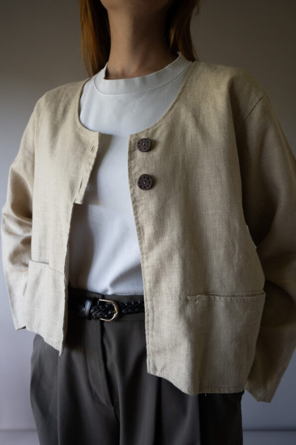 The heavy natural linen boxy fit jacket - Size up to 40