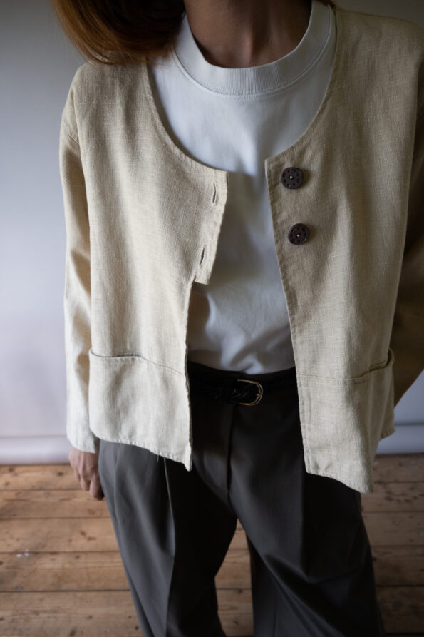 The heavy natural linen boxy fit jacket - Size up to 40 - Image 2