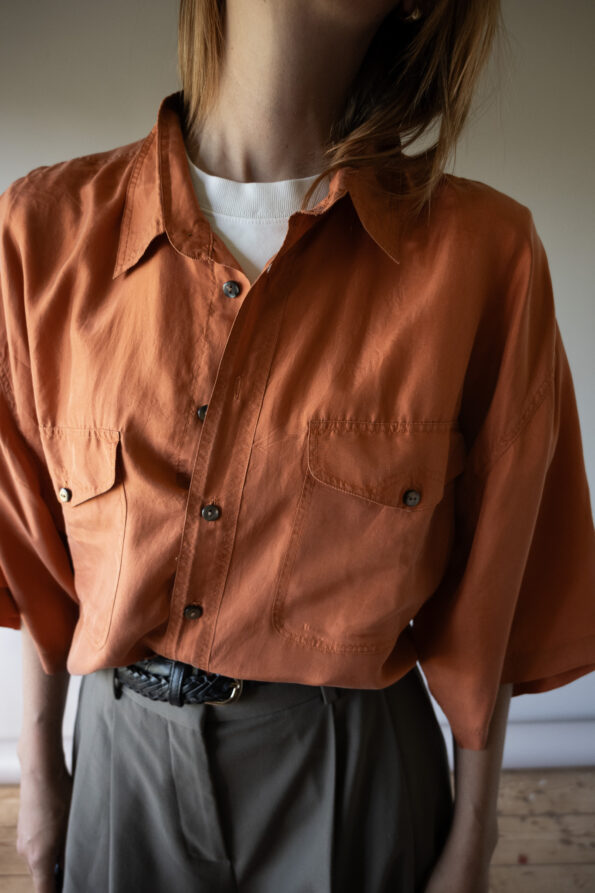 The 100% silk burnt orange oversized blouse - Size up to XL - Image 2