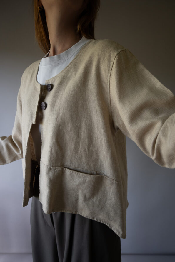 The heavy natural linen boxy fit jacket - Size up to 40 - Image 6