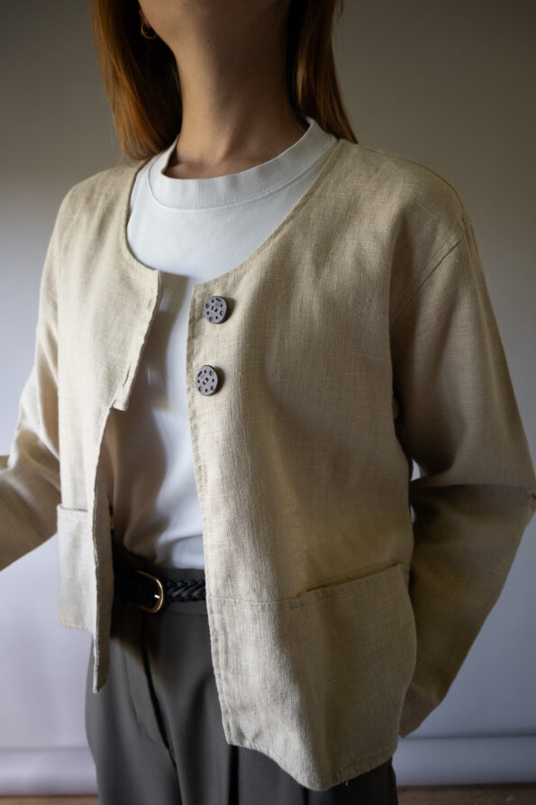 The heavy natural linen boxy fit jacket - Size up to 40 - Image 3