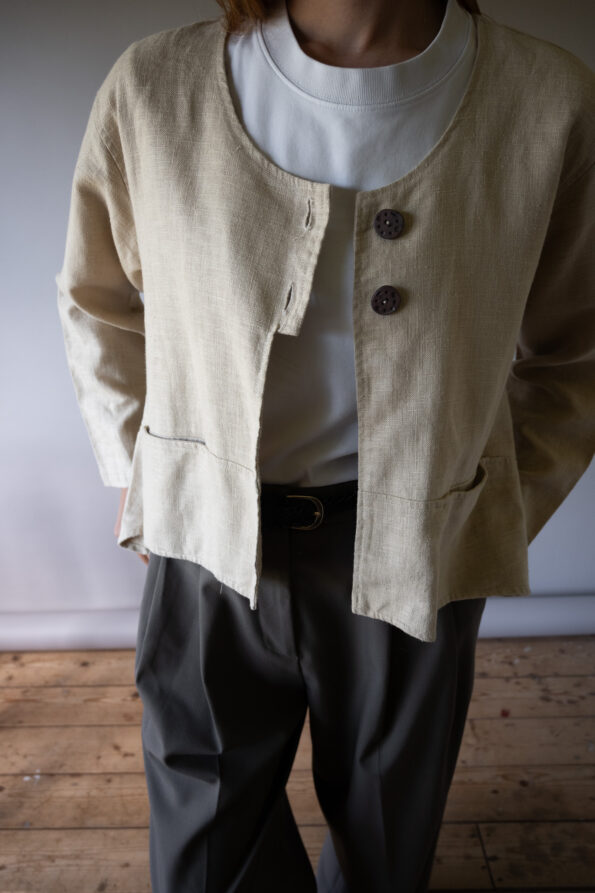 The heavy natural linen boxy fit jacket - Size up to 40 - Image 4